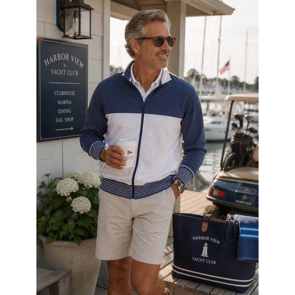 Bullock & Jones XL Zip Up Sweatshirt Blue White Colorblock L/S Full Zip Jacket